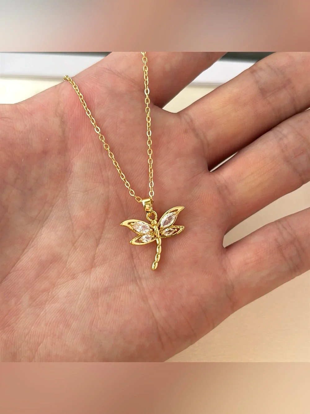 CZ Dragonfly Pendant Necklace for Women